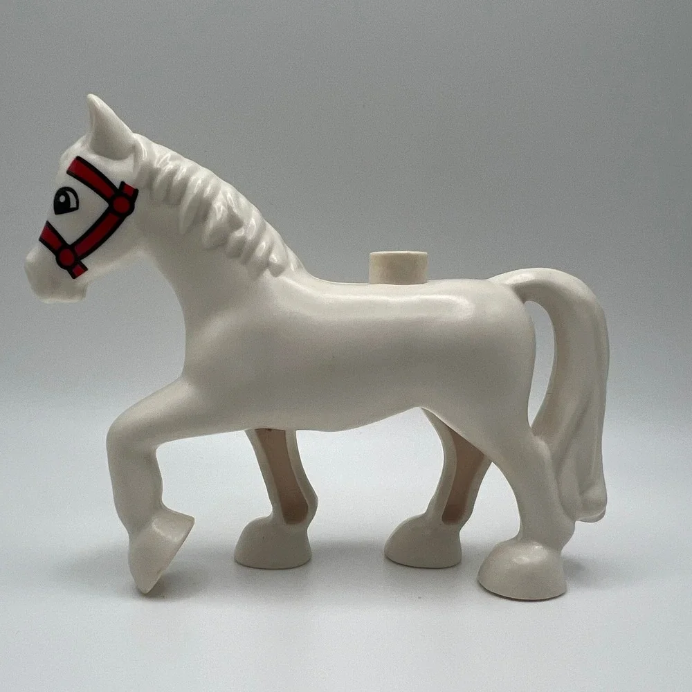 LEGO Duplo White‎ Horse Red Bridle 10806 4 Inch Replacement Animal Figure